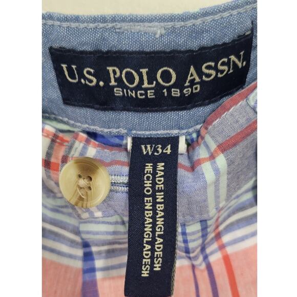 US Polo Assn Shorts Mens 34 Paid Blue/Pink/White Casual Preppy Shorts NWT - Picture 6 of 8